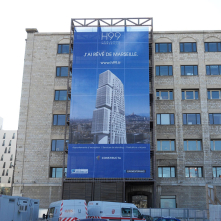 Bâche publicitaire microperforée B1 330g - Hurons